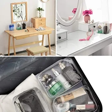 5 Pack Clear Plastic Zippered Toiletry Bag for Travel