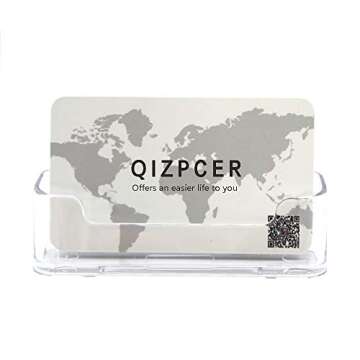 8 Pack Plastic Business Card Holder - Clear Business Card Case for Desk - Office Acrylic Business Card Stand Display