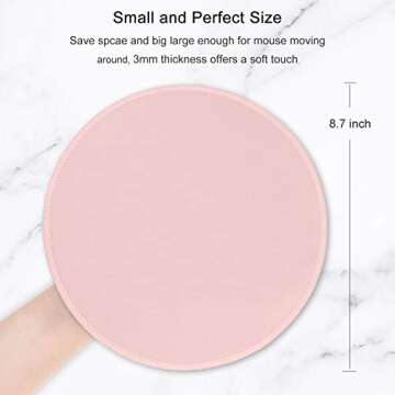 Hsurbtra Mouse Pad, Premium-Textured Small Round Mousepad 8.7 x 8.7 Inch Pink, Stitched Edge Anti-Slip Waterproof Rubber Pretty Cute Computer Mat for Office Home Gaming Laptop Men Women Kids