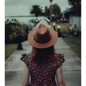 Lisianthus Women Belt Buckle Fedora Hat Dark-Camel