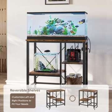 Bestier 20-29-37 Gallon Fish Tank Stand with Power Outlet, 30x13 Metal Aquarium Stand, 6-Leg Reptile Tank Stand with 3-Tier Adjustable Storage Shelves, 400LBS Capacity