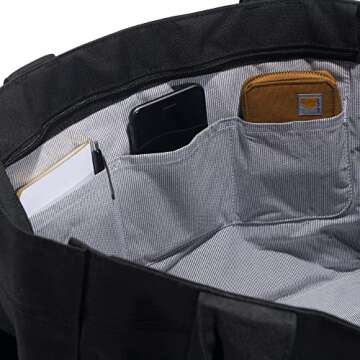 Carhartt Horizontal Zip Tote, Durable Water-Resistant Tote Bag with Zipper Closure, Black