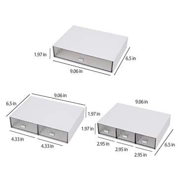 JIAFUJIN Desk Drawer Organizer, Stackable Office Supplies Desk Organizer, Plastic Plastic Storage Dr...
