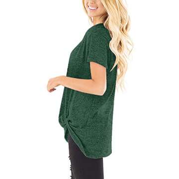 SAMPEEL Short Sleeve T Shirts Women Tunic Tops Tee Spring Clothes Flowy Tees Green L