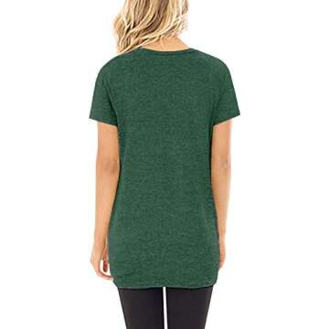 SAMPEEL Short Sleeve T Shirts Women Tunic Tops Tee Spring Clothes Flowy Tees Green L