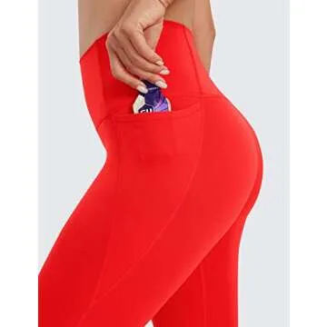 CRZ YOGA Womens Butterluxe Workout Leggings 25 Inches - High Waisted Gym Yoga Pants with Pockets Buttery Soft Dark Red Medium