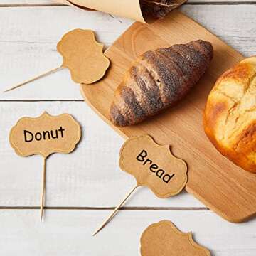 50 Pieces Cheese Markers for Charcuterie Board Buffet Labels Food Tags Blank Toothpick Flags Appetizer Signs Chalkboard Cupcake Toppers Picks for Wedding Birthday Party Decorations (Brown)