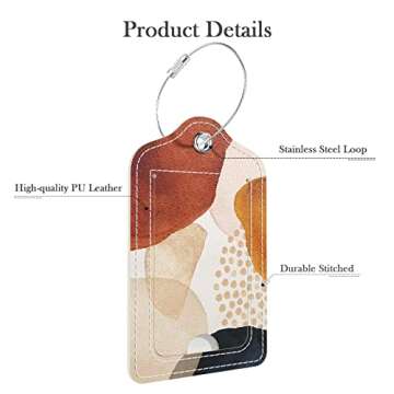 GDJEGE Stylish PU Leather Luggage Tags - 2 Pack