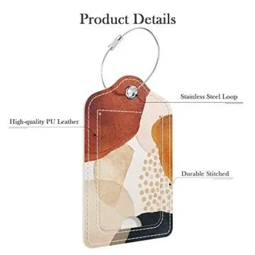 GDJEGE Stylish PU Leather Luggage Tags - 2 Pack