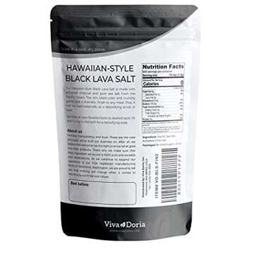 Viva Doria Hawaiian Black Lava Sea Salt, Fine Grain, Lava Salt, 2 lb (907 g)