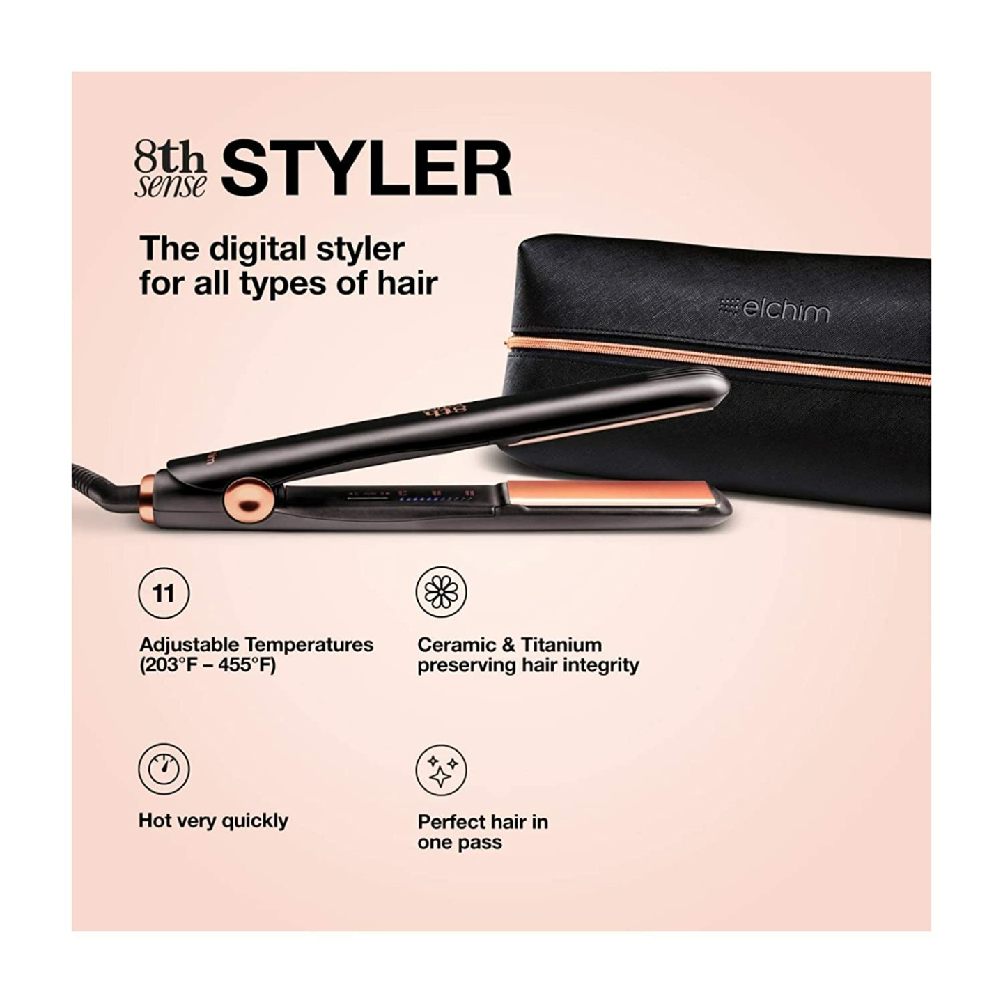 Elchim 8th Sense Styler Hair Straightener - Premium Quality