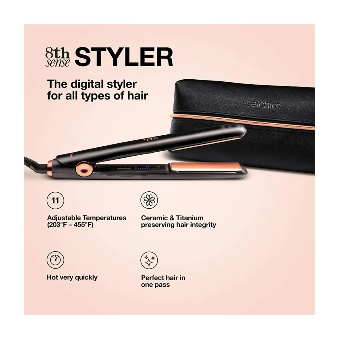 Elchim 8th Sense Styler Hair Straightener - Premium Quality