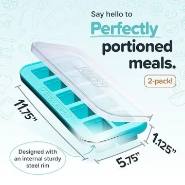 Souper Cubes 2 Tbsp. Silicone Freezer Molds - Perfect for Storing Garlic, Herbs, Ginger, Pesto, Tomato Paste, Lemon Juice, Purees and More - Silicone Baby Food Freezer Tray - Aqua – 2-Pack