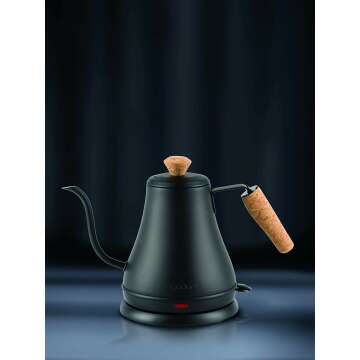 Bodum Gooseneck Electric Kettle, Matte Black, 27 Oz