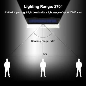 CCBASEBALL Solar RV Porch Light, 118 LED Motorhome Motion Sensor RV Exterior Lights with Remote Cont...