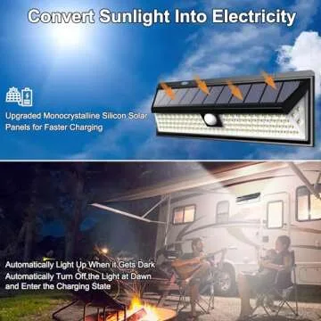 CCBASEBALL Solar RV Porch Light, 118 LED Motorhome Motion Sensor RV Exterior Lights with Remote Control, Waterproof Camper Outdoor Lights for Motorhome Travel,Travel Trailers, Camper, Food Trucks