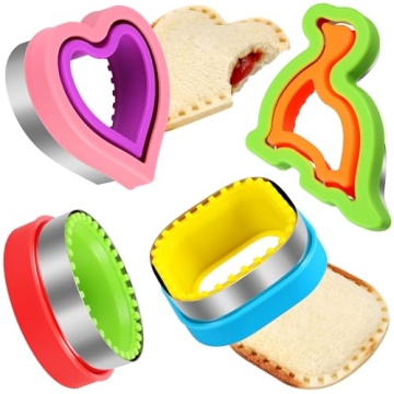 HINZER Sandwich Cutter and Sealer Set Uncrustables Maker 4 Pcs Bread Decruster Pancake Maker Heart S...