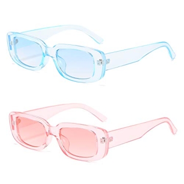 BUTABY Rectangle Sunglasses for Women - Retro 90’s Vintage Driving Glasses