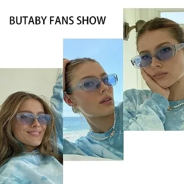 BUTABY Stylish Rectangle Sunglasses for Women with UV400 Protection