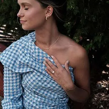 BLOSSOM & HUE Hand Bracelet - Bezel CZ Gold | Chain & Ring Bracelet Finger Bracelet | Bohemian Jewelry Gift