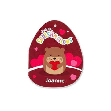 Squishmallows Original 5in Joanne The Brown Otter Holding Heart – Official Jazwares Valentine Plush (Little)
