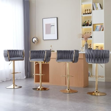 Comfortable ECHINGLE Velvet Bar Stools Set of 4 for Any Space