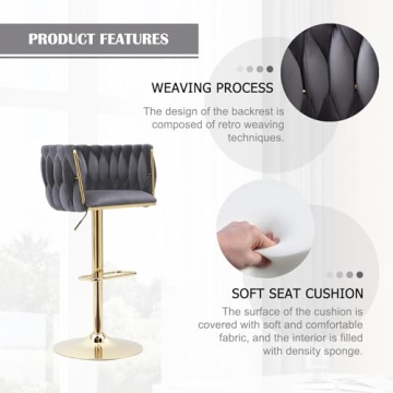 Comfortable ECHINGLE Velvet Bar Stools Set of 4 for Any Space