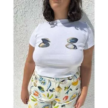 Shop Women's Y2K Baby Tee Sky Blue Graphic Crop Top