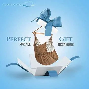 Hammock Sky XXL Hammock Chair Swing - Perfect for Patio, Porch, Bedroom, Backyard, Indoor & Outdoor - Includes Hanging Hardware + Portable Cup Holder (Iced Coffee)