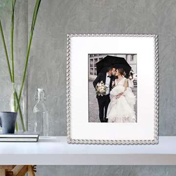 Lawrence Frames Silver Metal Rope 8x10 Matted for 5x7 Picture Frame (710080)