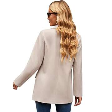 Vetinee Women's Casual Open Front Blazer Suit Pockets Work Office Cardigan Jacket