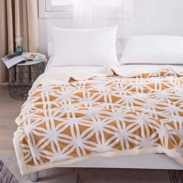 UKELER Yellow Sherpa Fleece Blanket Cozy Plush Warm Throw