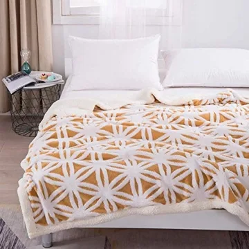 UKELER Yellow Sherpa Fleece Blanket Cozy Plush Warm Throw