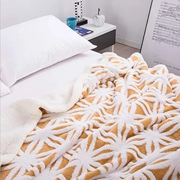 UKELER Yellow Sherpa Fleece Blanket Cozy Plush Warm Throw