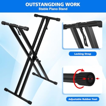 Adjustable Keyboard Stand with Locking Straps