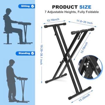 Adjustable Keyboard Stand with Locking Straps