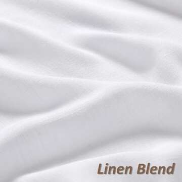 Guken White Linen Curtains 84 Inch Length for Living Room Bedroom 2 Panels Set Rod Pocket Light Filtering Semi Sheer Window Curtains 52 Inch Width Boho Farmhouse Linen Drapes, W52xL84