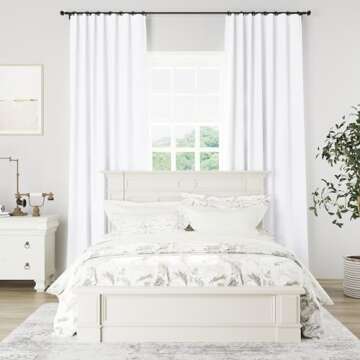 Guken White Linen Curtains 84 Inch Length for Living Room Bedroom 2 Panels Set Rod Pocket Light Filtering Semi Sheer Window Curtains 52 Inch Width Boho Farmhouse Linen Drapes, W52xL84