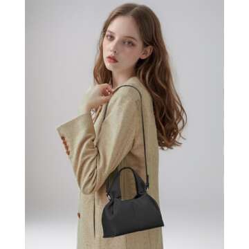 HIYOLALA Small Top Handle Handbags: Purses for Women Satchel Style, Black-1