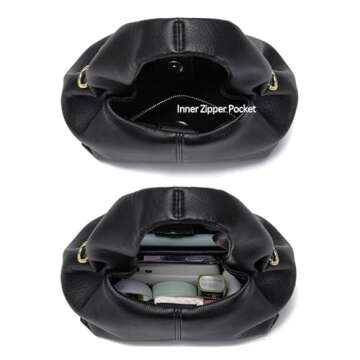 HIYOLALA Small Top Handle Handbags: Purses for Women Satchel Style, Black-1