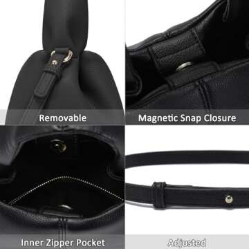 HIYOLALA Small Top Handle Handbags: Purses for Women Satchel Style, Black-1