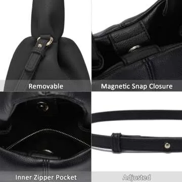 HIYOLALA Small Top Handle Handbags: Purses for Women Satchel Style, Black-1