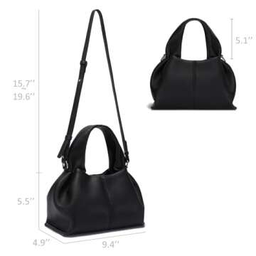 HIYOLALA Small Top Handle Handbags: Purses for Women Satchel Style, Black-1