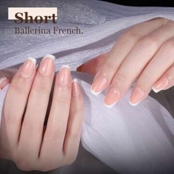 Teenitor Press on Nails Short, Almond Press on Nails French Tip Black, Glue on Nails Short Press Ons, Press on Nail Kit Coffin Press on Nails, Short French Tip Press on Nails Medium Press on Nails