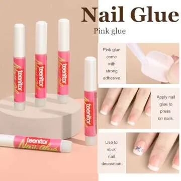 Teenitor Press on Nails Short, Almond Press on Nails French Tip Black, Glue on Nails Short Press Ons, Press on Nail Kit Coffin Press on Nails, Short French Tip Press on Nails Medium Press on Nails