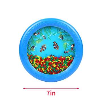 Musfunny Ocean Drum Wave Bead Drum Gentle Sea Sound Music Gift Musical Educational Sea Sound Drum Tool for Kid Child Baby (Blue)