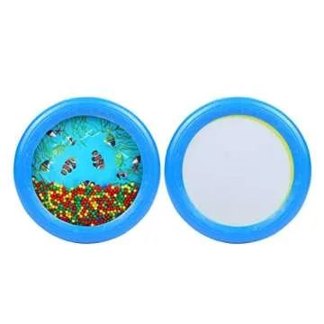 Musfunny Ocean Drum Wave Bead Drum Gentle Sea Sound Music Gift Musical Educational Sea Sound Drum Tool for Kid Child Baby (Blue)