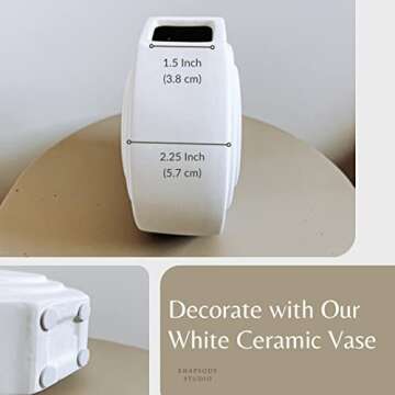 Rhapsody Studio White Vases for Decor - White Ceramic Vase, Round Vase Aesthetic Decor, Modern Vase Room Decor, Home Decorations for Living Room, Ceramic Vases for Home Decor, Flower Vase, Vase Set