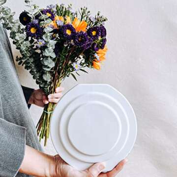 Rhapsody Studio White Vases for Decor - White Ceramic Vase, Round Vase Aesthetic Decor, Modern Vase Room Decor, Home Decorations for Living Room, Ceramic Vases for Home Decor, Flower Vase, Vase Set