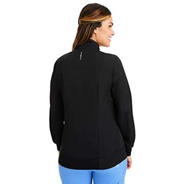 Healing Hands Womens Scrub Jacket 2 Pocket HH360 5067 Carly Zip Up Stylish Women Jacket Black L
